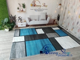 Thảm Bali 5d mẫu tứ giác xanh đậm