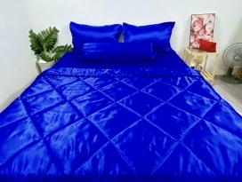 BỘ CHĂN GA PHI LỤA  CAO CẤP xanh coban