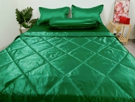 BỘ CHĂN GA PHI LỤA  CAO CẤP xanh rêu