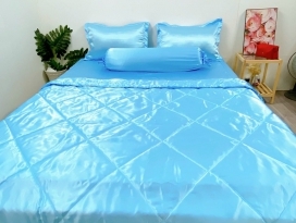 BỘ CHĂN GA PHI LỤA  CAO CẤPmàu xanh da trời