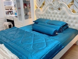 BỘ CHĂN GA PHI LỤA  CAO CẤP xanh cổ vịt