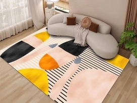 Thảm bali mẫu đồ họa vàng 1m6*2m3