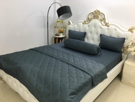BỘ CHĂN GA THUN HÀN QUỐC CAO CẤP XÁM ĐẬM 