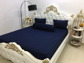 BỘ CHĂN GA THUN HÀN QUỐC CAO CẤP XANH ĐEN 