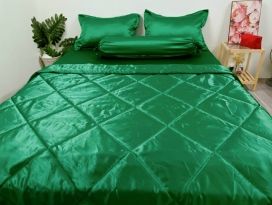 BỘ CHĂN GA PHI LỤA  CAO CẤP xanh rêu
