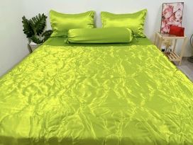 BỘ CHĂN GA PHI LỤA  CAO CẤP  xanh neol